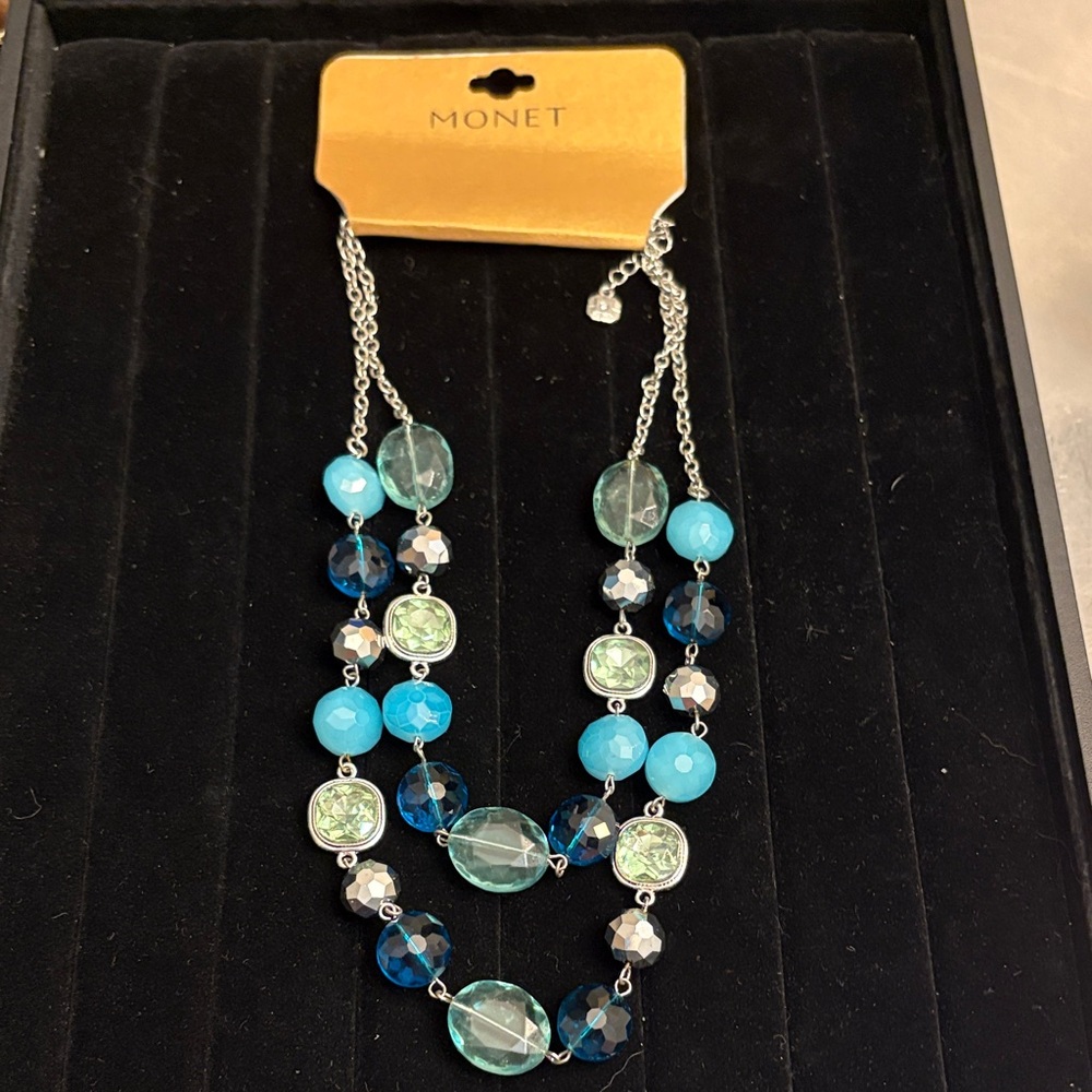 Monet Turquoise and Teal Beaded Necklace